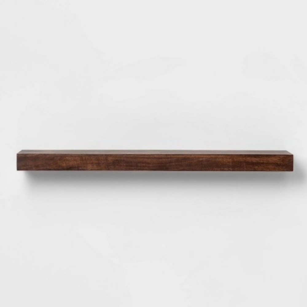 Wood Block Wall Shelf Walnut 24x6